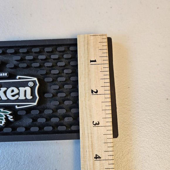Heineken Beer Rubber Bar Mat Drip Rail Runner 20.75" X 3.25" Black Red Star Pub - Picture 6 of 9